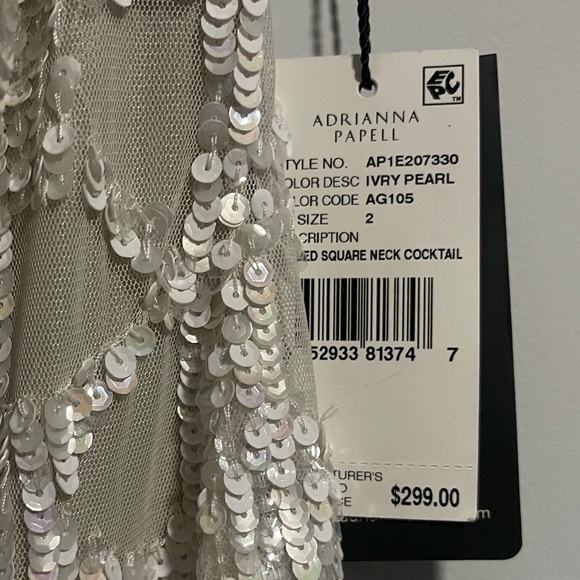 Beautiful Adrianna Papell white sequin dress! NEVER WORN. tags still attached. - Picture 8 of 10